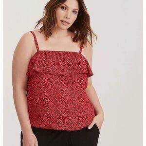 Torrid Spaghetti strap red Moroccan tile shirt size 1X